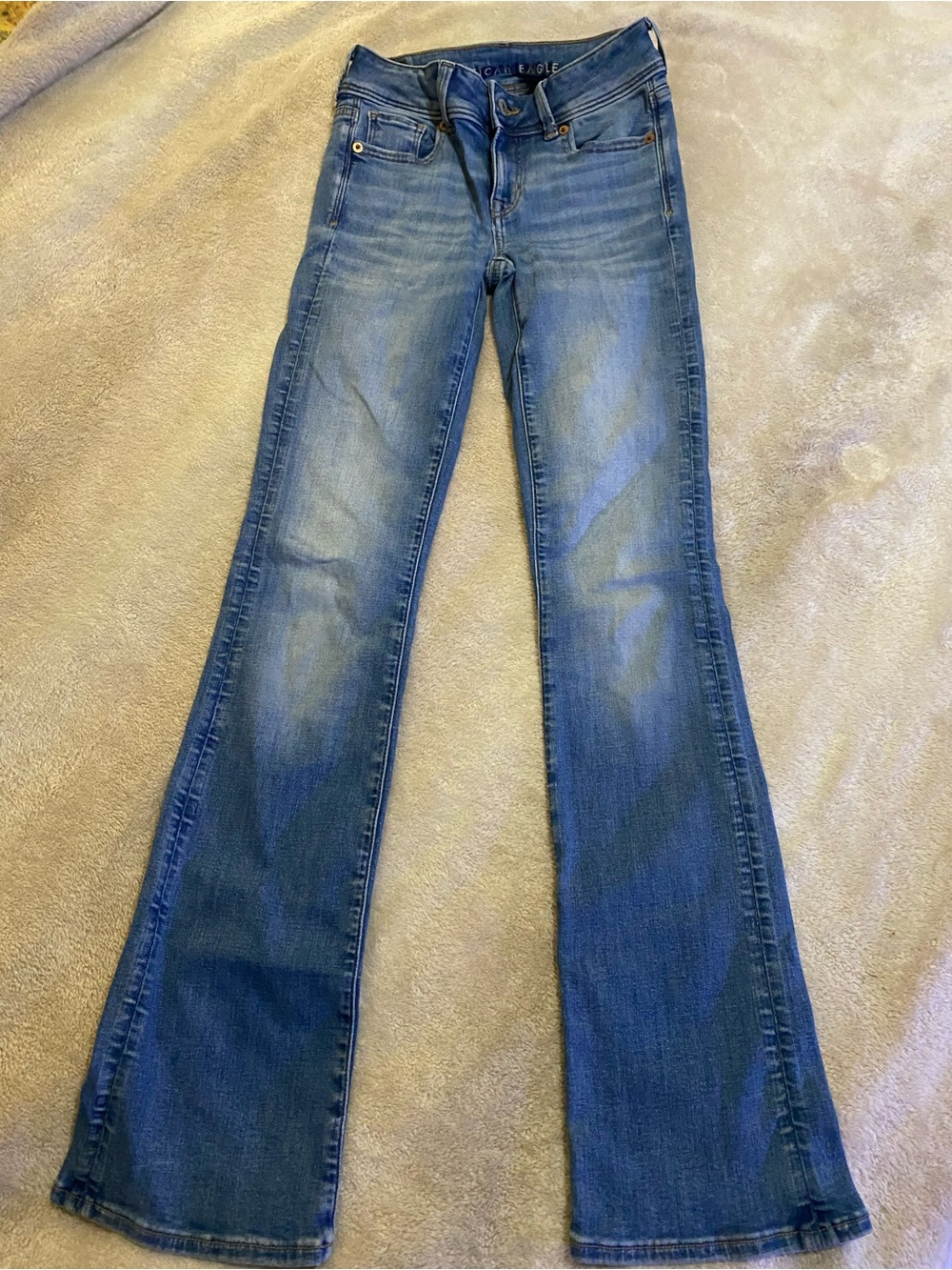 American Eagle Outfitters Distressed Medium Blue Flare Jeans
